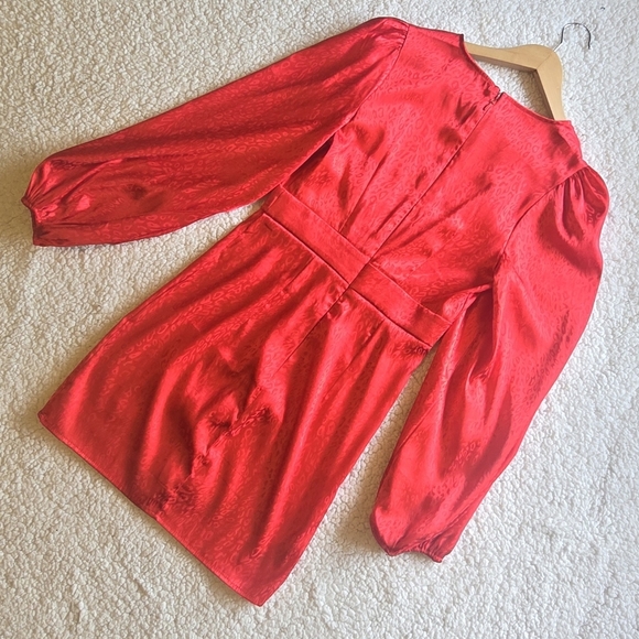 Red Leopard Jacquard Satin Mini Dress - Picture 11 of 15